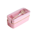 2-Layer Bento Lunch Box Pink
