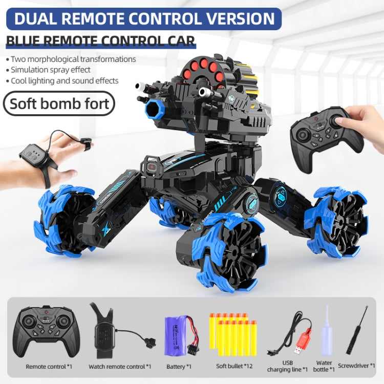 RC Battle Car DM-518 – Dual Control, 360° Stunts, Spray, Blue