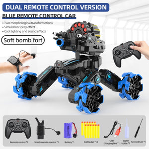 RC Battle Car DM-518 – Dual Control, 360° Stunts, Spray, Blue