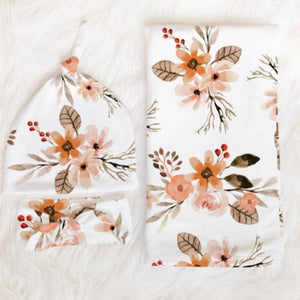 Newborn Baby Swaddling Set – Flower-2