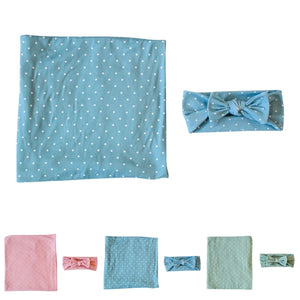 Newborn Swaddle & Headband Set Blue 