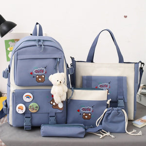 Girls' School Backpack Set 5-in-1 – Lunch Bag & Laptop Tote