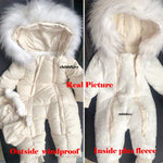 Warm Winter Jumpsuit by childdkivy with Hood and Fur Trim – Perfect for Babies (3-18M)!