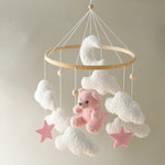 Soft Felt Teddy Bear Baby Crib Mobile - Pink Velvet Animal Hanging Toy for Infants (0-12 Months)