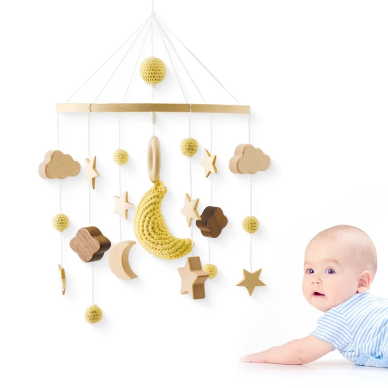 Musical Baby Crib Mobile with Hot Air Balloon – Wooden Bed Bell Rattle Toy for Newborns