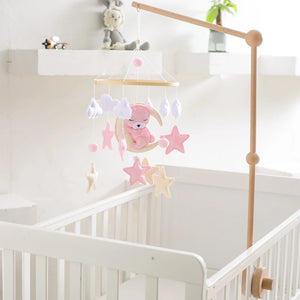 Soft Felt Teddy Bear Baby Crib Mobile - Pink Velvet Animal Hanging Toy for Infants (0-12 Months)