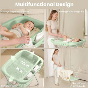 Ubravoo Multifunctional Portable Diaper Changing Table with Wheels – Adjustable Height Baby Care Station