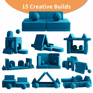 Creative 9-in-1 Toddler Sofa with Modular Balls and Tunnel Elements – Foldable Couch for Playroom and Bedroom