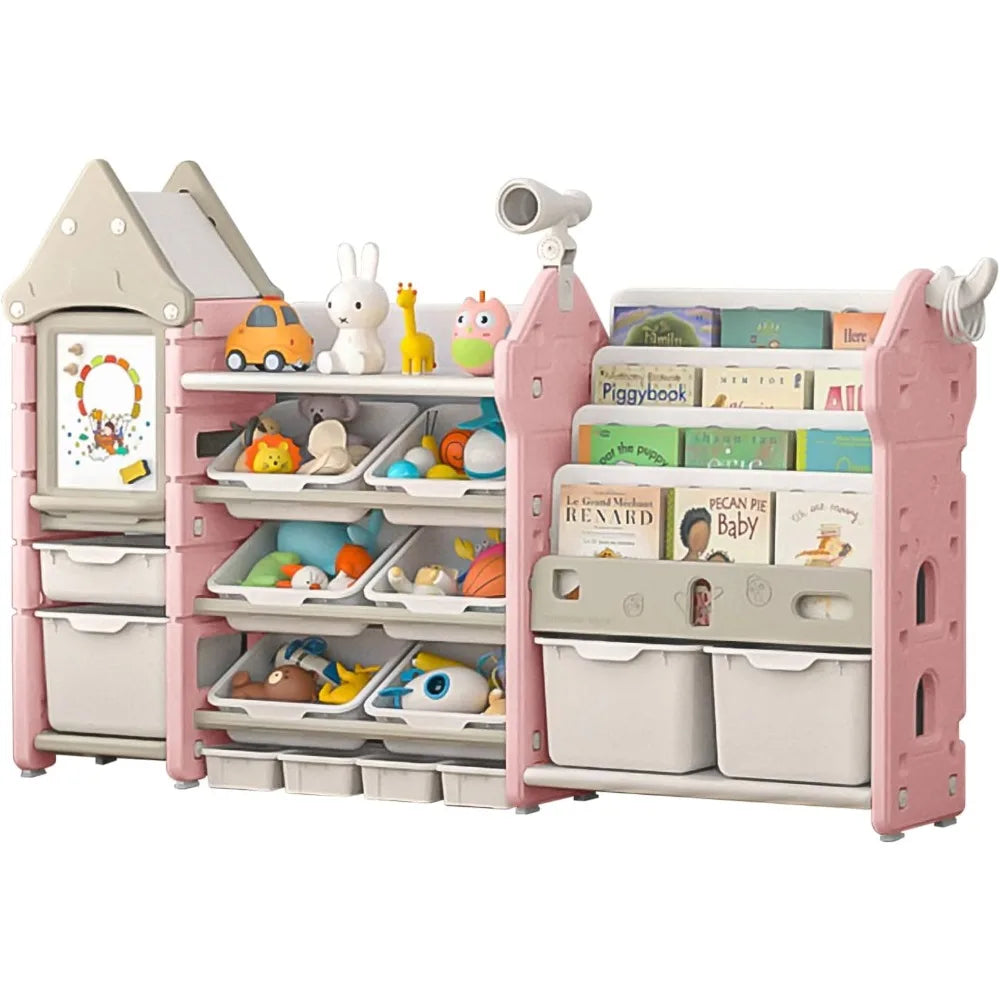 UNICOO Kids Toy Storage Organizer and Children Bookshelf with 14 Bins