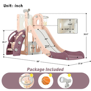 Merax 7-in-1 Toddler Slide Playset with Basketball Hoop and Telescope