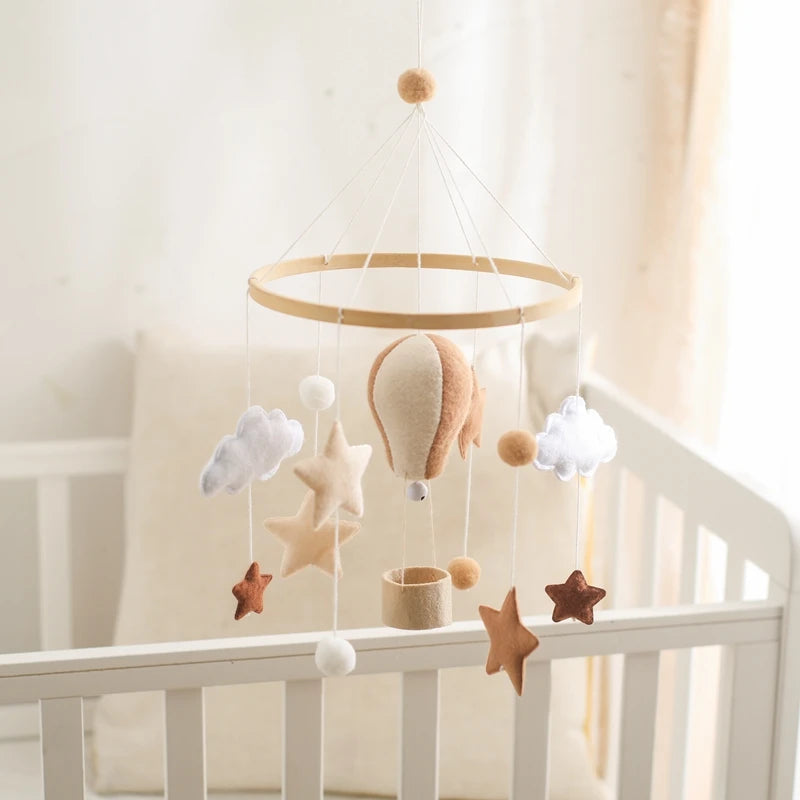 Musical Animal Crib Mobile with Soft Felt Hot Balloon Bed Bell, Newborn Hanging Toy with Crib Bracket – Perfect Baby Gift