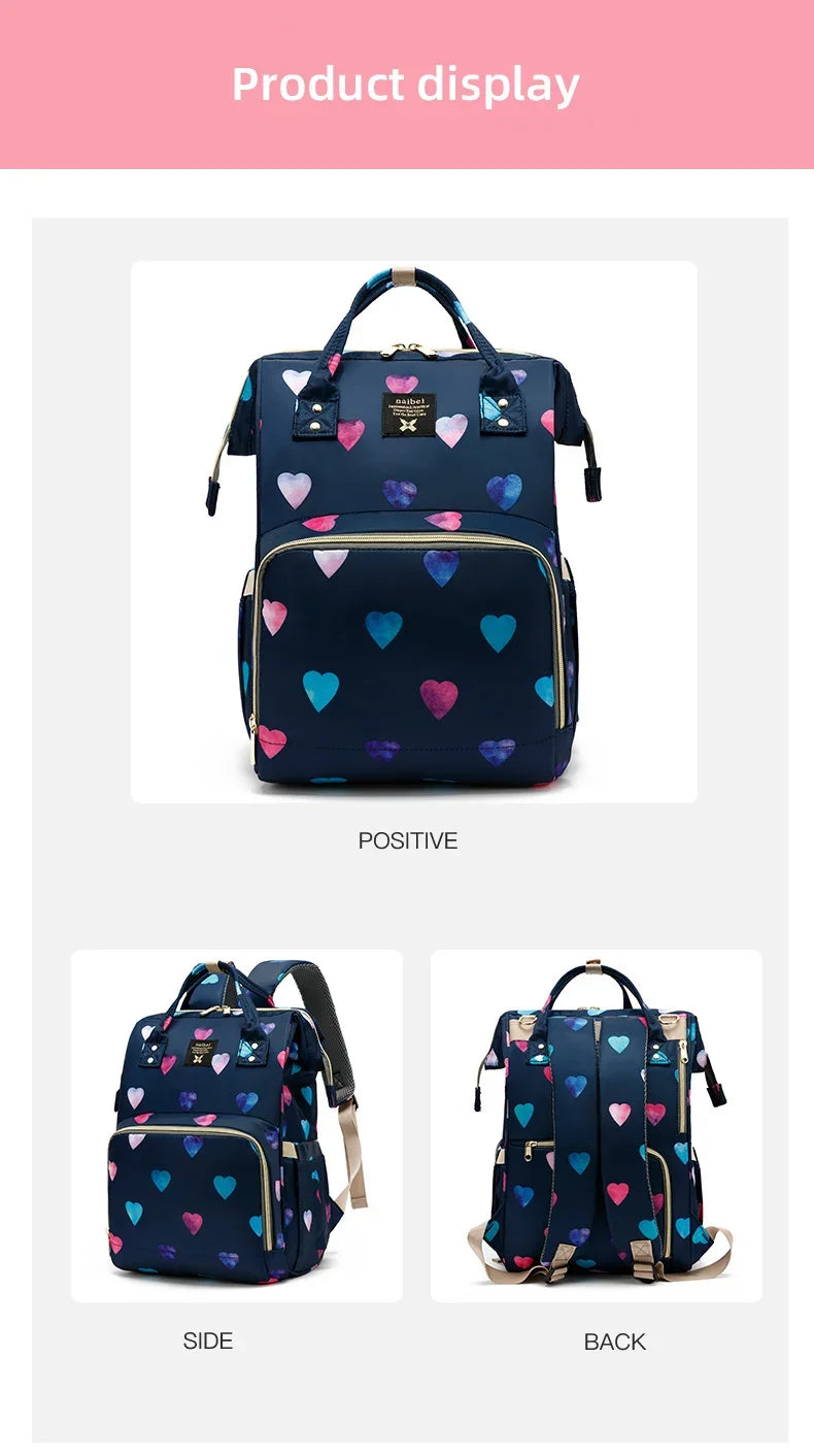 Floral Chic: Diaper Backpack with Stroller Straps