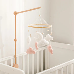 Soft Felt Teddy Bear Baby Crib Mobile - Pink Velvet Animal Hanging Toy for Infants (0-12 Months)