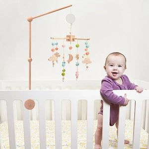 Musical Baby Crib Mobile with Hot Air Balloon – Wooden Bed Bell Rattle Toy for Newborns