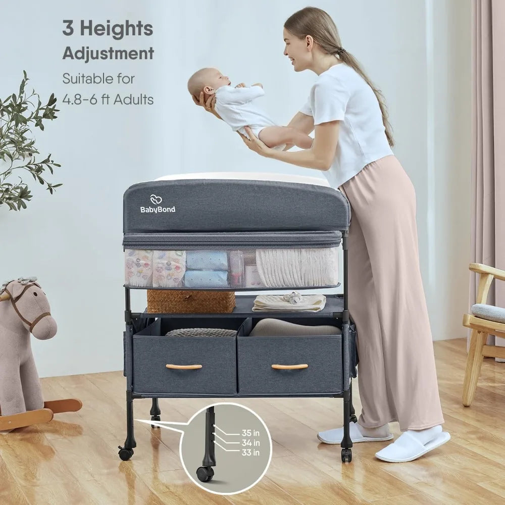 XMSJ Adjustable Height Changing Table with Storage