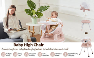 XMSJ 4-in-1 High Chair: Convertible High Chair with Removable Tray for Babies and Toddlers, Modern Design