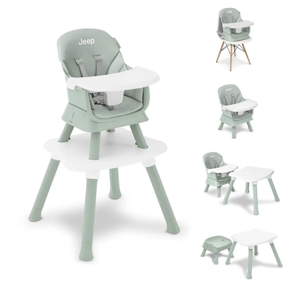 XMSJ 6-in-1 Convertible High Chair - High Chair, Booster Seat, Activity Table & Stool for Babies and Toddlers (Easy to Clean, Safe & Stylish)