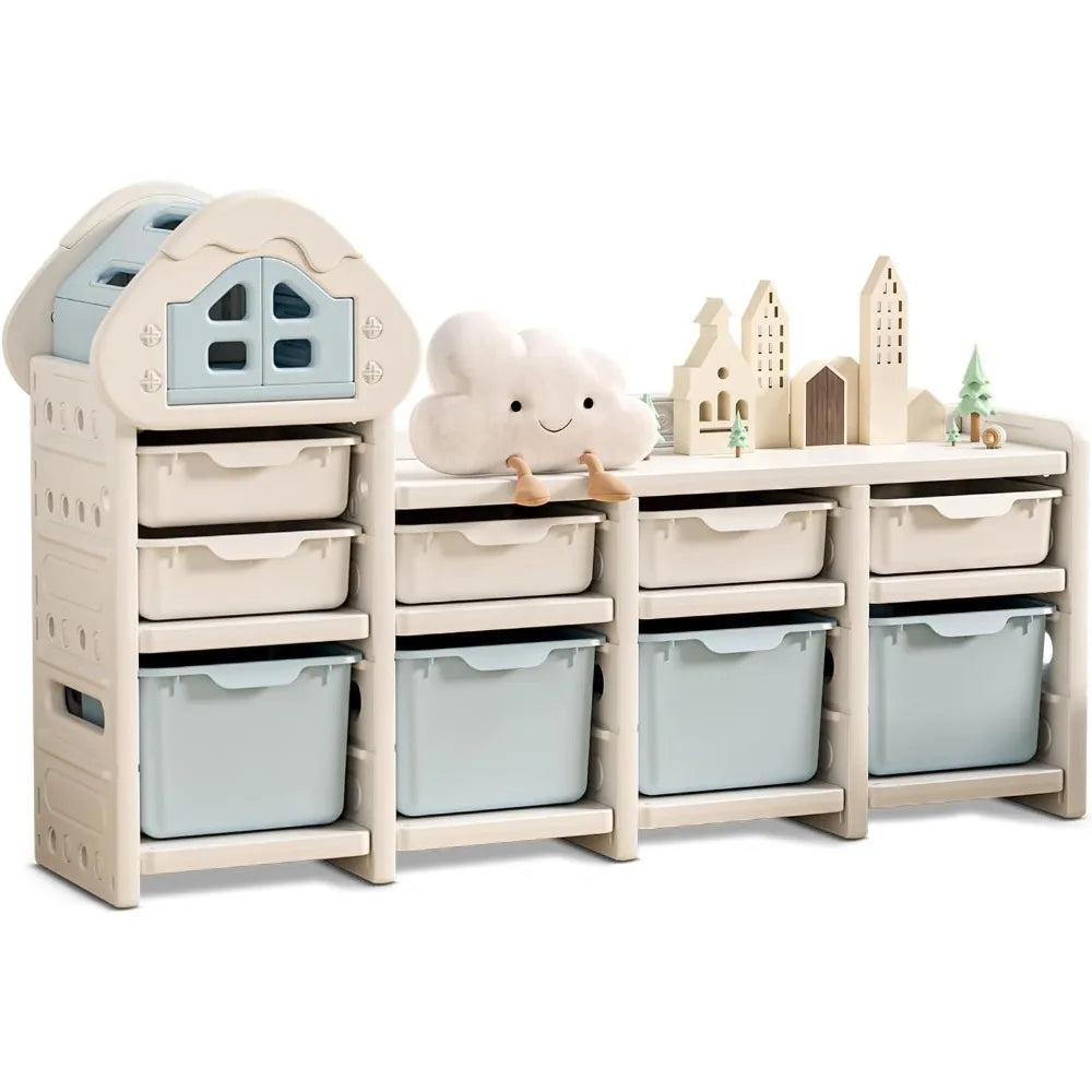 UNICOO Kids House Storage Organizer with 3-Tier Shelves