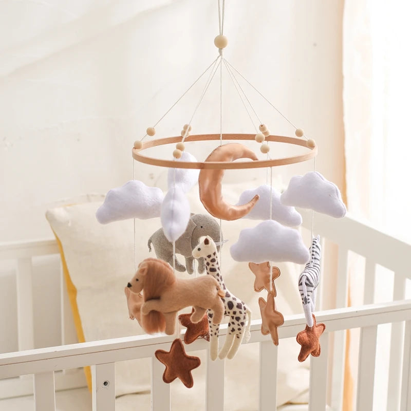 Musical Baby Crib Mobile with Hot Air Balloon – Wooden Bed Bell Rattle Toy for Newborns