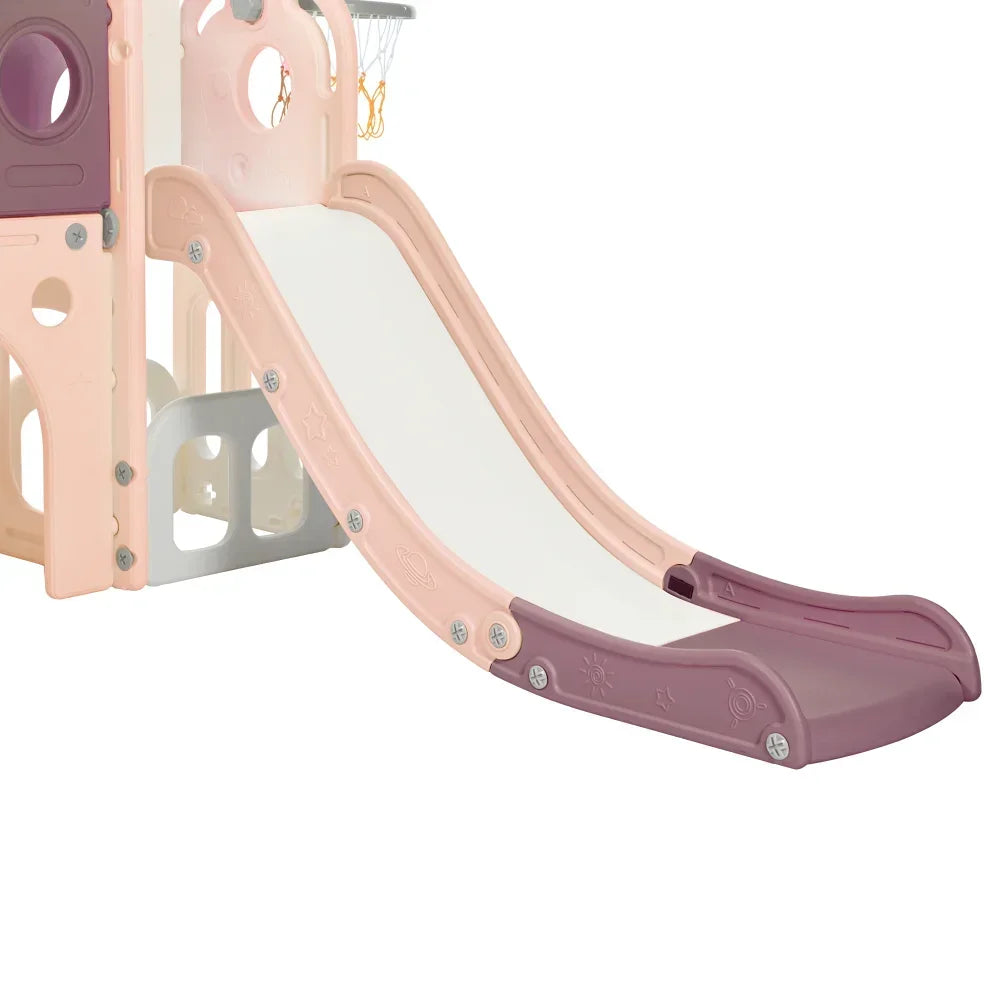 Merax 7-in-1 Toddler Slide Playset with Basketball Hoop and Telescope