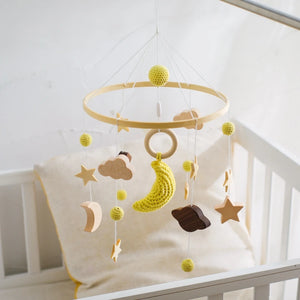 Musical Baby Crib Mobile with Hot Air Balloon – Wooden Bed Bell Rattle Toy for Newborns