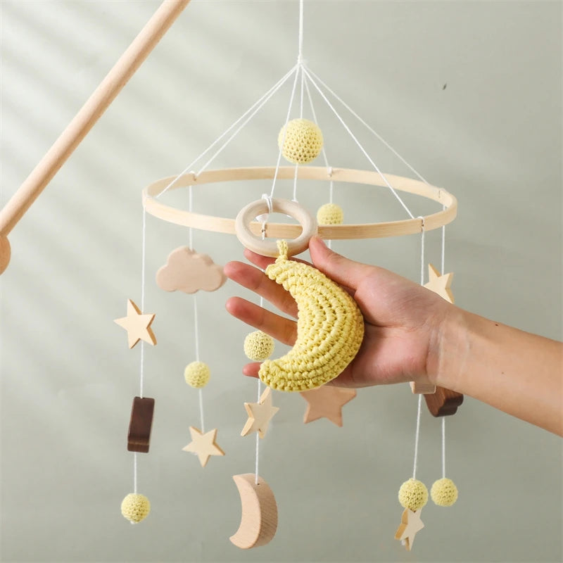 Musical Baby Crib Mobile with Hot Air Balloon – Wooden Bed Bell Rattle Toy for Newborns