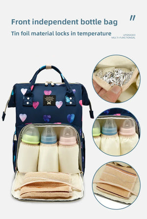 Floral Chic: Diaper Backpack with Stroller Straps