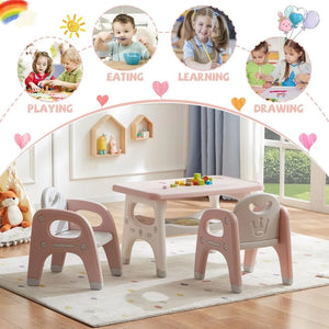 Doreroom Plastic Children Activity Table with 2 Chairs