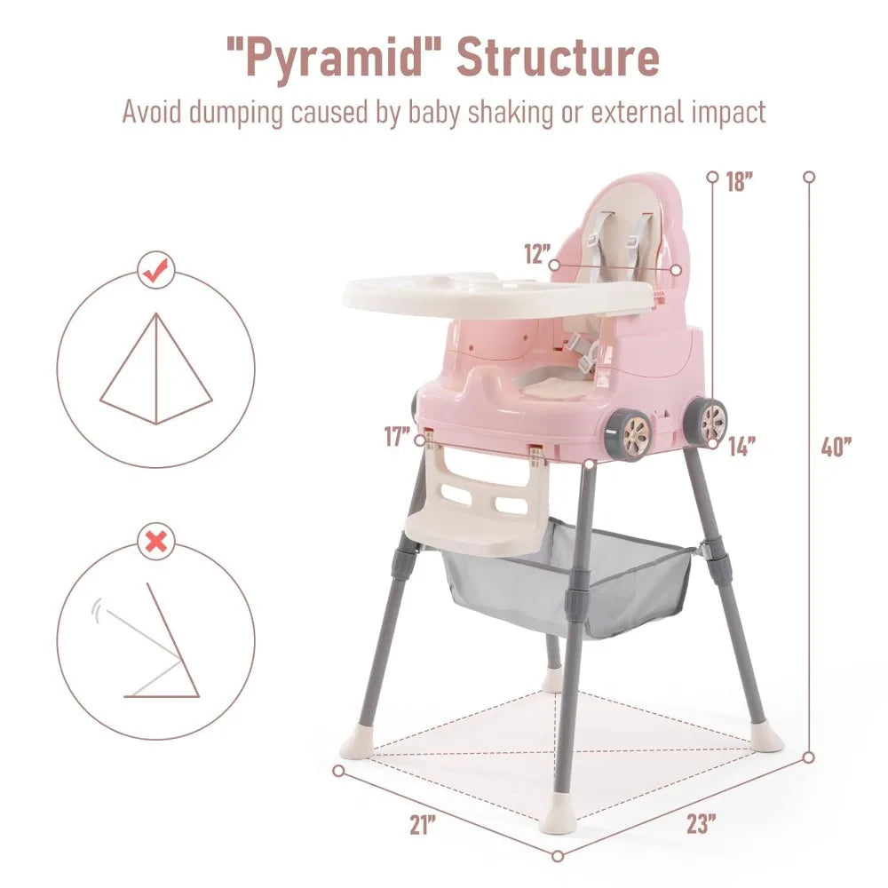 XMSJ 3-in-1 Multifunctional High Chair for Babies and Toddlers – Convertible, Portable, and Safe