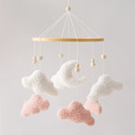 Soft Felt Teddy Bear Baby Crib Mobile - Pink Velvet Animal Hanging Toy for Infants (0-12 Months)