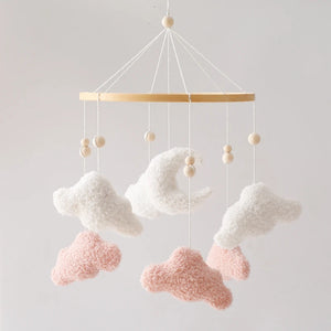 Soft Felt Teddy Bear Baby Crib Mobile - Pink Velvet Animal Hanging Toy for Infants (0-12 Months)