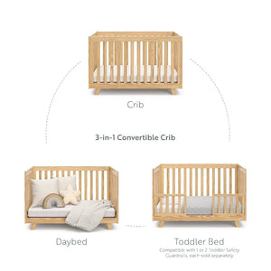 Beckett 3-in-1 Convertible Crib – GREENGUARD Gold Certified, Converts from Crib to Toddler Bed, Fits Standard Full-Size Mattress by OEING