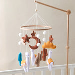 Soft Felt Teddy Bear Baby Crib Mobile - Pink Velvet Animal Hanging Toy for Infants (0-12 Months)