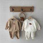 Soft Warm Baby Set with Bear Embroidery