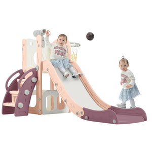 Merax 7-in-1 Toddler Slide Playset with Basketball Hoop and Telescope