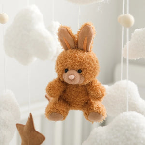 Soft Felt Teddy Bear Baby Crib Mobile - Pink Velvet Animal Hanging Toy for Infants (0-12 Months)