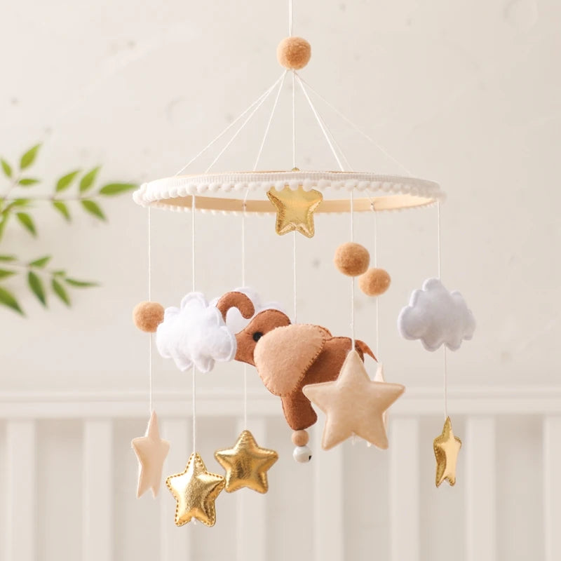 Musical Baby Crib Mobile with Hot Air Balloon – Wooden Bed Bell Rattle Toy for Newborns