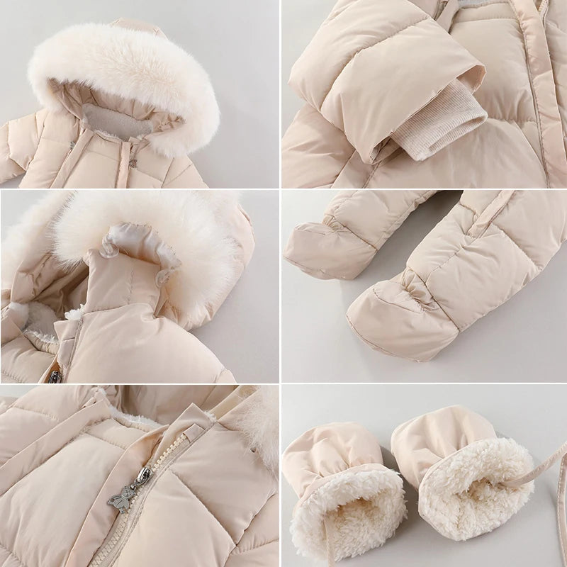 Warm Winter Jumpsuit by childdkivy with Hood and Fur Trim – Perfect for Babies (3-18M)!