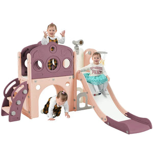 Merax 7-in-1 Toddler Slide Playset with Basketball Hoop and Telescope