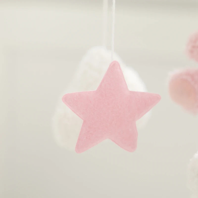 Soft Felt Teddy Bear Baby Crib Mobile - Pink Velvet Animal Hanging Toy for Infants (0-12 Months)