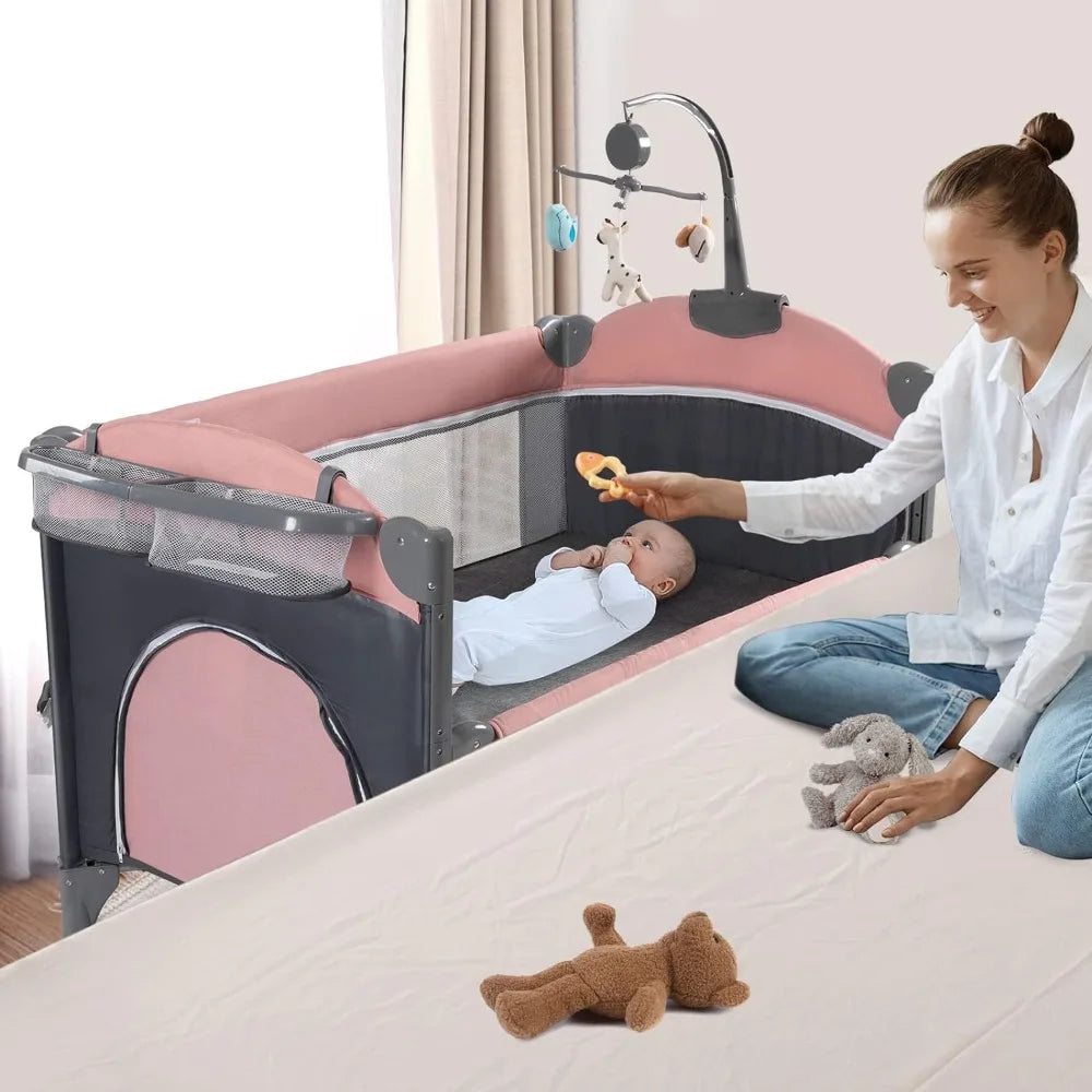 XMSJ 5-in-1 Multifunctional Crib – Comfort, Safety, and Versatility for Your Baby