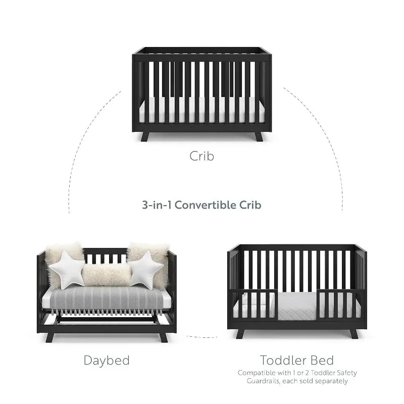 Beckett 3-in-1 Convertible Crib – GREENGUARD Gold Certified, Converts from Crib to Toddler Bed, Fits Standard Full-Size Mattress by OEING