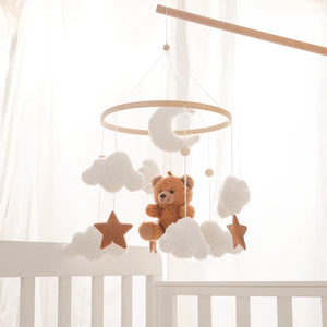 Soft Felt Teddy Bear Baby Crib Mobile - Pink Velvet Animal Hanging Toy for Infants (0-12 Months)