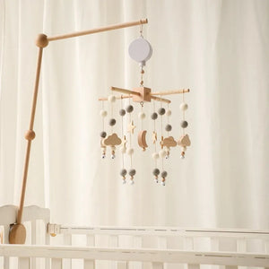 Musical Baby Crib Mobile with Hot Air Balloon – Wooden Bed Bell Rattle Toy for Newborns