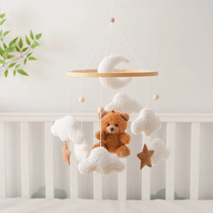 Soft Felt Teddy Bear Baby Crib Mobile - Pink Velvet Animal Hanging Toy for Infants (0-12 Months)