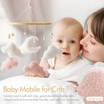 Soft Felt Teddy Bear Baby Crib Mobile - Pink Velvet Animal Hanging Toy for Infants (0-12 Months)