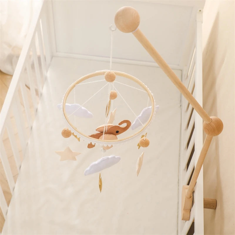 Musical Baby Crib Mobile with Hot Air Balloon – Wooden Bed Bell Rattle Toy for Newborns