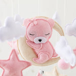 Soft Felt Teddy Bear Baby Crib Mobile - Pink Velvet Animal Hanging Toy for Infants (0-12 Months)