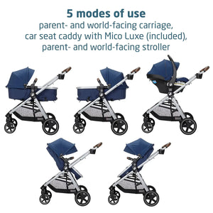 Zelia™ Luxe 5-in-1 Modular Baby Travel System: Car Seat and Stroller Combo in New Hope Navy – Ultimate Comfort and Style