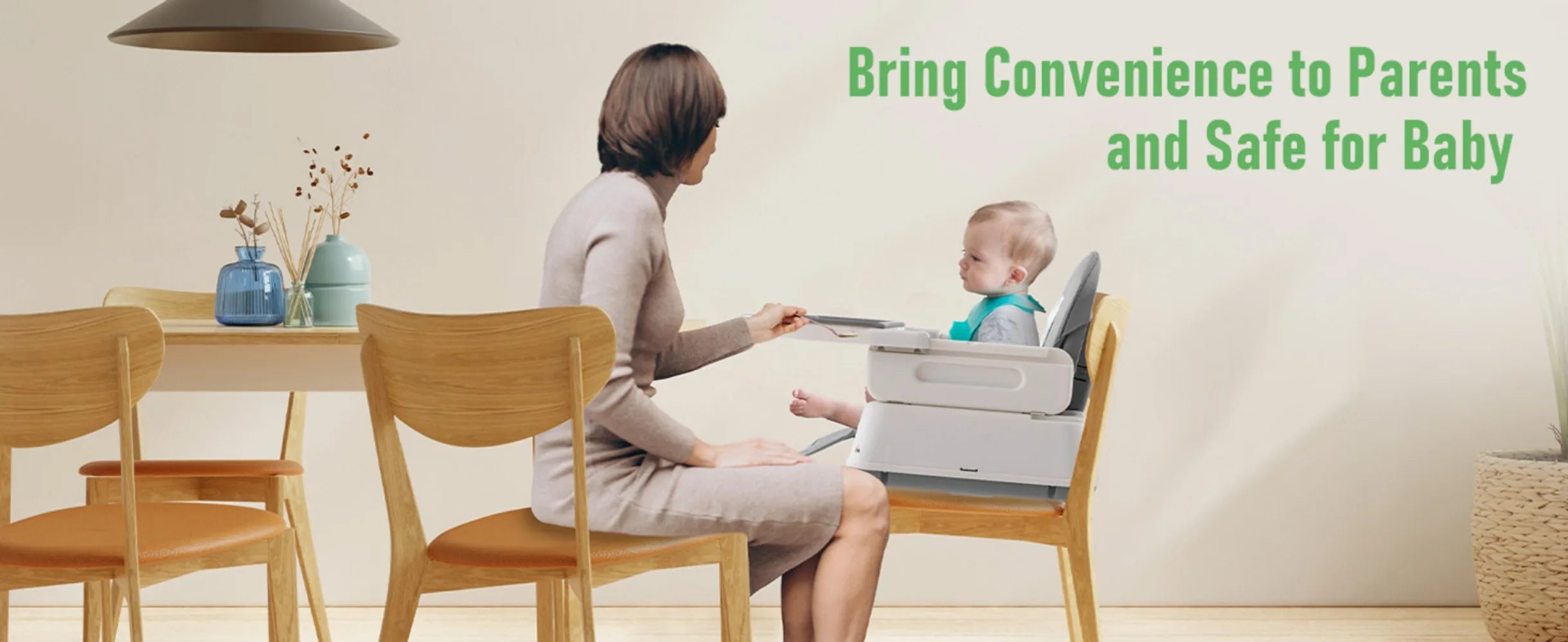 XMSJ 3-in-1 Convertible Baby High Chair with Adjustable Tray